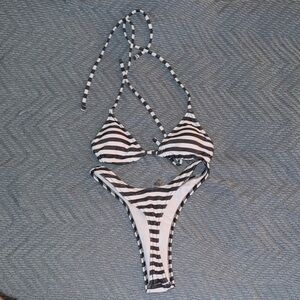 Striped Black and White Bikini
